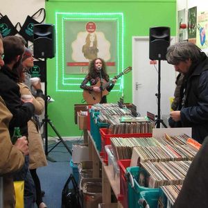 Fall Girl, aka Michelle Sciarotta, performing at Vinyl & Vintage