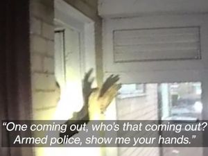 Supporting image for story: Surprise! Drug dealers open door to find armed police pointing guns at them