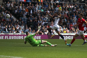 Karlan Grant of West Bromwich Albion scores a goal to make it 4-0  during the Sky Bet Championship match between West Bromwich Albion and Barnsley at The Hawthorns on May 7, 2022 in West Bromwich, England. (Photo by Adam Fradgley/West Bromwich Albion FC via Getty Images).