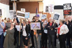 Protesters outside the Brexit Party rally in Willenhall 