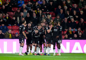 West Bromwich Albion's Isaac Price celebrates scoring their side's first goal of the game during the Sky Bet Championship match at Vicarage Road Stadium, Watford. Picture date: Wednesday October 22, 2025.