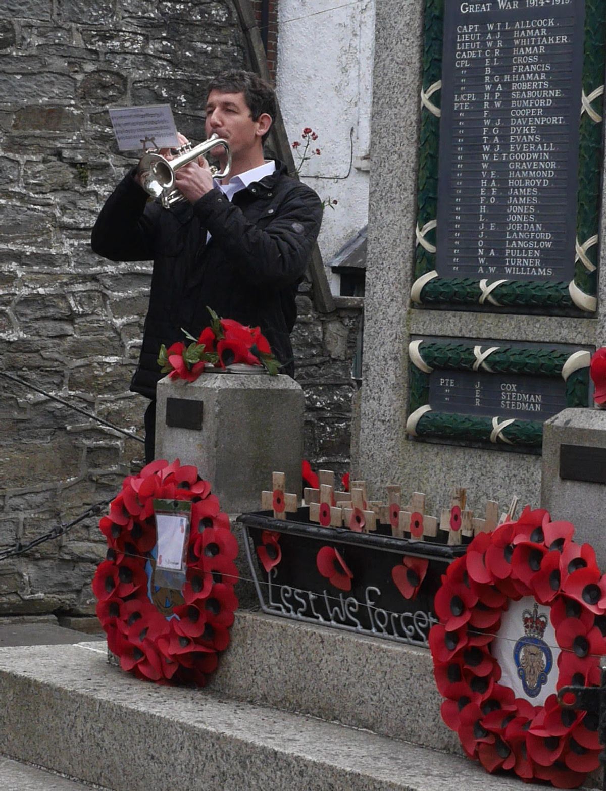 Knighton VE Day service included a bugler playing The Last Post