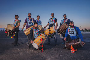 A group of drummers ready for action at the Birmingham 2022 Opening Ceremony rehearsal