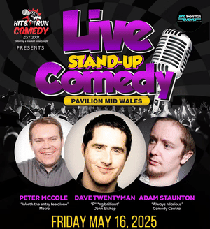 Live stand-up comedy night at a Llandrindod Wells venue in May