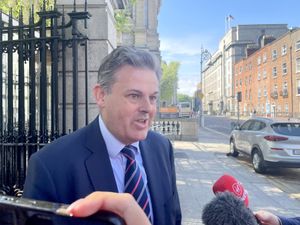 Director general of Ireland’s national broadcaster RTE, Kevin Bakhurst, speaks to media on his way into Leinster House, Dublin