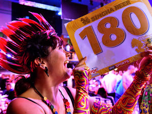 Supporting image for story: Let's play darts! Fans lap it up at the Wolverhampton Civic Hall for Grand Slam