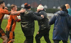 Disorder during Bilston Town's FA Vase tie with Droylsden