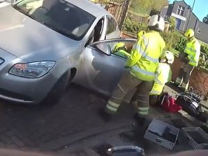 Supporting image for story: Watch: Awful moment two elderly sisters are trapped under a car driven by a disqualified driver in West Bromwich