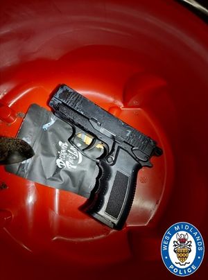 The gun was found inside a vacuum cleaner alongside ammunition. Photo: West Midlands Police