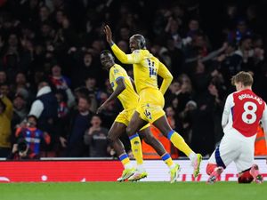 Jean-Philippe Mateta celebrates the late equaliser