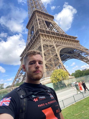 James at his starting point at the Eiffel Tower 