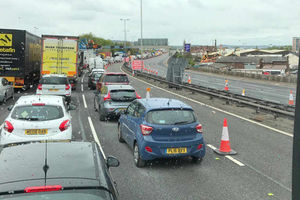 Traffic was stopped for around an hour while delays continued throughout the morning