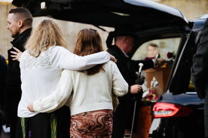 Mourners at the funeral of Rebecca Steer