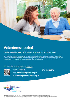 Age UK Shropshire Telford & Wrekin Appeals for Volunteers and Promotes Vital Support Services in Market Drayton