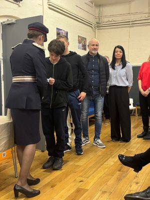 Award badges presented by Shropshire Lord Lieutenant to Shropshire European Organisation volunteers
