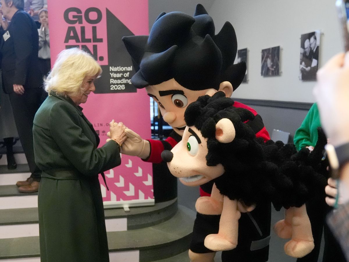 Camilla meets comic book characters during reading initiative launch