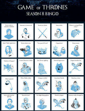 Game Of Thrones season eight bingo from Buzz Bingo