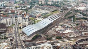 An artist's impression of the proposed Curzon Street HS2 station in Birmingham. It will compromise seven platforms – including one for possible international services. It will be the biggest building in central Birmingham