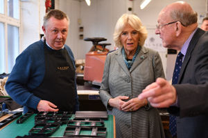 The Duchess of Cornwall during a visit to the Launer factory