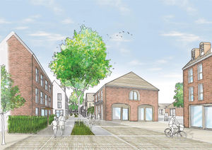 An artist’s impression of a local centre included in the development proposed for Stanmore
