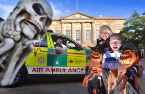 Pictured is organiser: TJDJ (Tim Rowlands) with Katey Taylor and Richard Apps from the Air Ambulance.