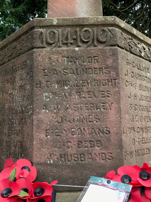 Before... the badly weathered names on Myddle war memorial
