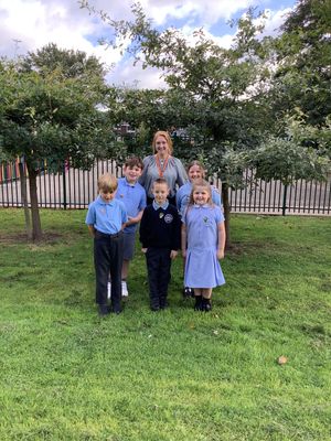 Mrs Fenton and pupils