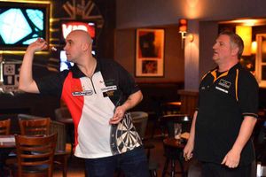 Darts 'sparring' - Jamie Hughes (left) feels he will be ready for Lakeside after regular throwing with Wayne Jones.