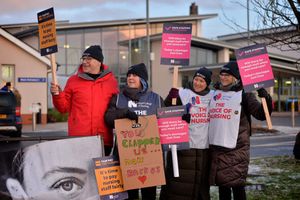 Nurses on the picket line outside the Robert Jones and Agnes Hunt Orthopaedic Hospital