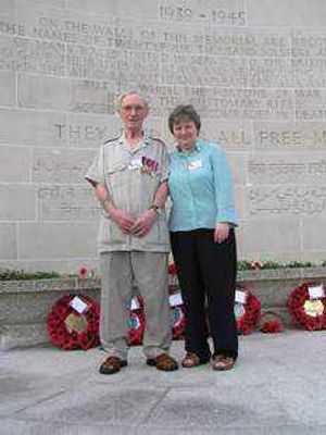 Jack with his younger daughter Carol at Changi Cemetery