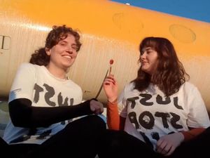 Supporting image for story: Two charged after jets sprayed with orange paint in Just Stop Oil protest
