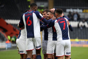 Karlan Grant celebrates after scoring a goal to make it 0-1 during the Sky Bet Championship match between Hull City and West Bromwich Albion at MKM Stadium on March 5, 2022 in Hull, England. (Photo by Adam Fradgley/West Bromwich Albion FC via Getty Images).