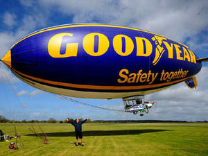 Supporting image for story: It's lift-off for the Goodyear blimp
