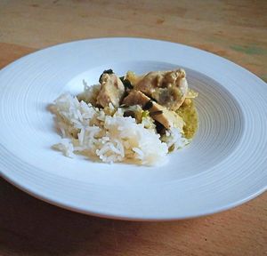 Green chicken curry with Jasmine rice