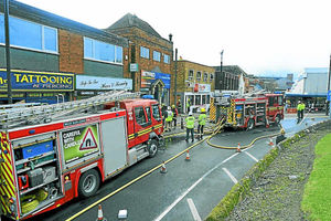 Firefighters at Bangla Lounge back in April