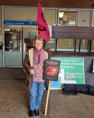 Protesters outside Shirehall on Tuesday