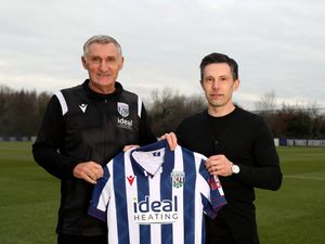 Sporting director Andrew Nestor, part of the Bilkul owner group, right, and Tony Mowbray (Photo by Adam Fradgley/West Bromwich Albion FC via Getty Images)