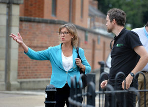 Flooding Minister Rebecca Pow with the Environment Agency's Paul Ardill in Shrewsbury