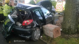 The 18-year-old driver suffered neck pain and a cut to his arm, picture: West Midlands Ambulance Service