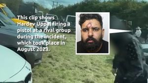 Hardev Uppal of Tipton firing shots at a Kabaddi tournament in Derby