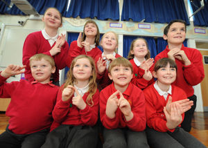 Pupils who have been learning sign language at Lilleshall Primary School