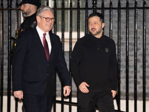 Prime Minister Sir Keir Starmer with Ukrainian President Volodymyr Zelensky as he leaves 10 Downing Street following their bilateral meeting