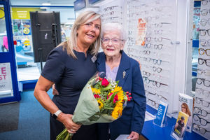 Dee Wilkes, Branch Manager at Scrivens Opticians & Hearing Care in Halesowen and Shelia Basford, Scrivens Community Hero Award winner