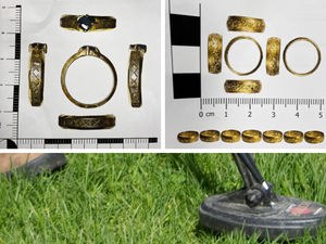 Supporting image for story: Gold rings which are hundreds of years old unearthed in Shropshire - including one with intact interesting inscription