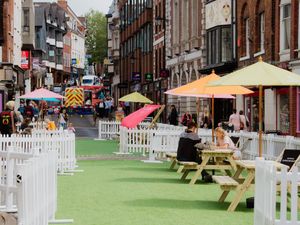 Shoplatch in Shrewsbury, where a pocket park was installed last summer, could become traffic free again in the daytime