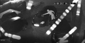 CCTV showed the attacker pouring fuel over the car