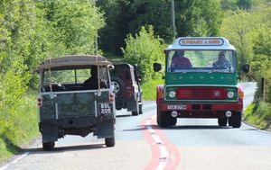 A throw back to the 1970's the Dodge K series meeting a classic landrover
