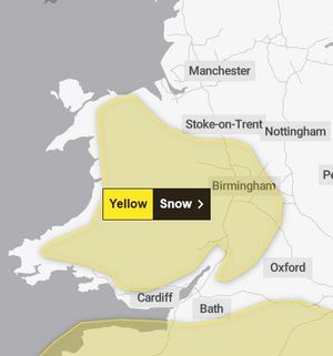 Snow warning covers the West Midlands and Wales (Credit:Met Office)