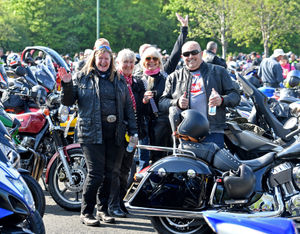 Cheers as riders gather at Meole Brace Park and Ride, Shrewsbury