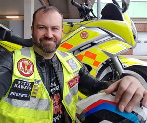 Steve Hawkes has been a blood biker for three years
